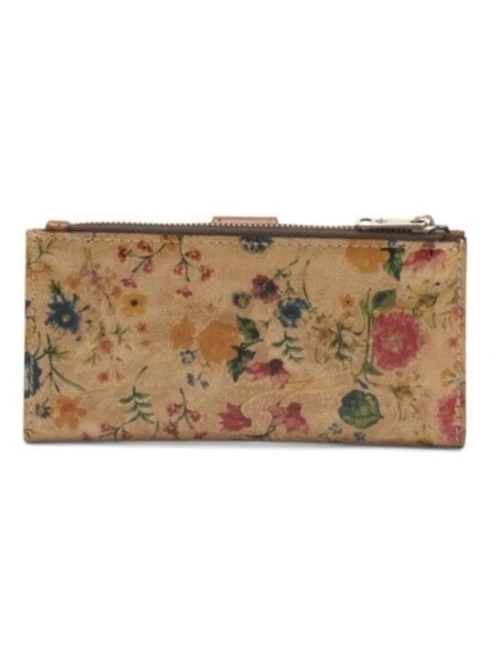 PATRICIA NASH Nazari Prairie Rose Leather Bi- Fold Continental Tan Floral Wallet